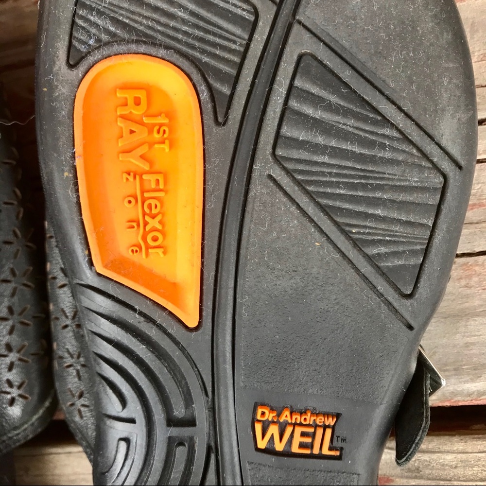Dr Andrew Weil Flexor Black Leather Comfort Slides - Picture 6 of 8